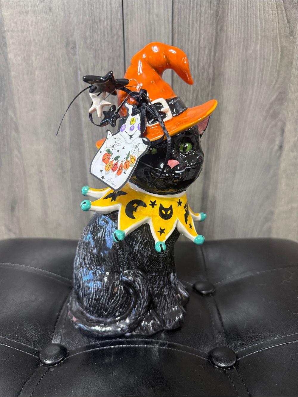 Blue Sky Clayworks Halloween Witch Black Kitty Cat By Heather Goldminc